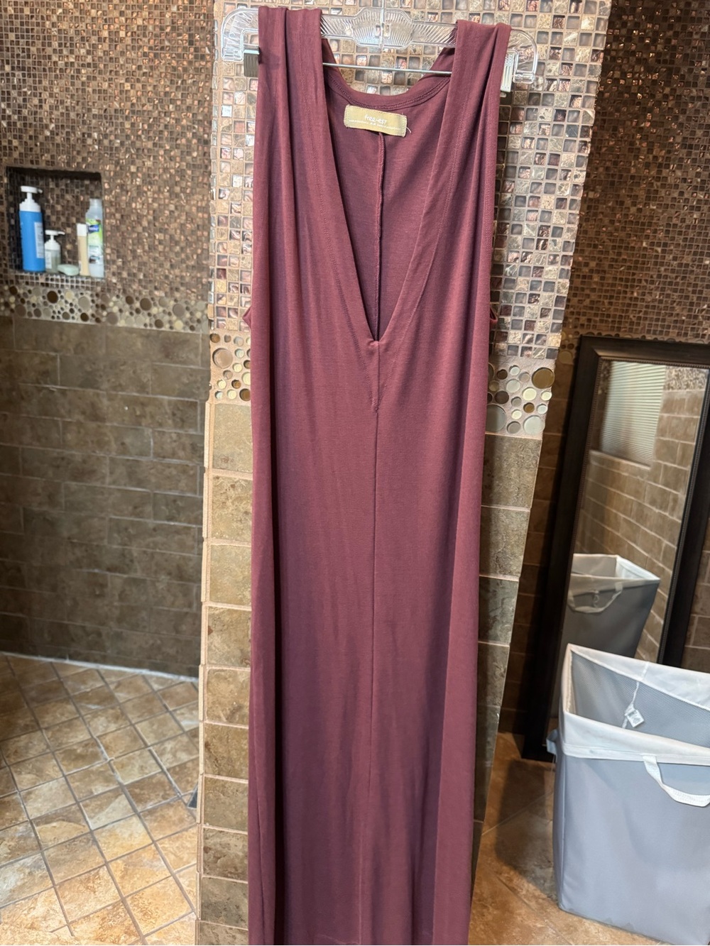 Free People Sleeveless V-Neck Maxi Dress in Plum